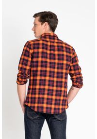 Lee - LEE BUTTON DOWN MĘSKA KOSZULA MATERIAŁOWA W KRATĘ SIGN ORANGE L880OMME. Typ kołnierza: button down. Materiał: materiał