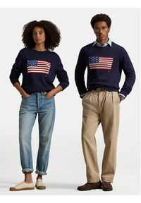 Polo Ralph Lauren Sweter 710718281006 Granatowy Regular Fit. Typ kołnierza: polo. Kolor: niebieski. Materiał: bawełna #5