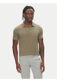 Lindbergh Polo 30-404036 Khaki Slim Fit. Typ kołnierza: polo. Kolor: brązowy. Materiał: bawełna #1