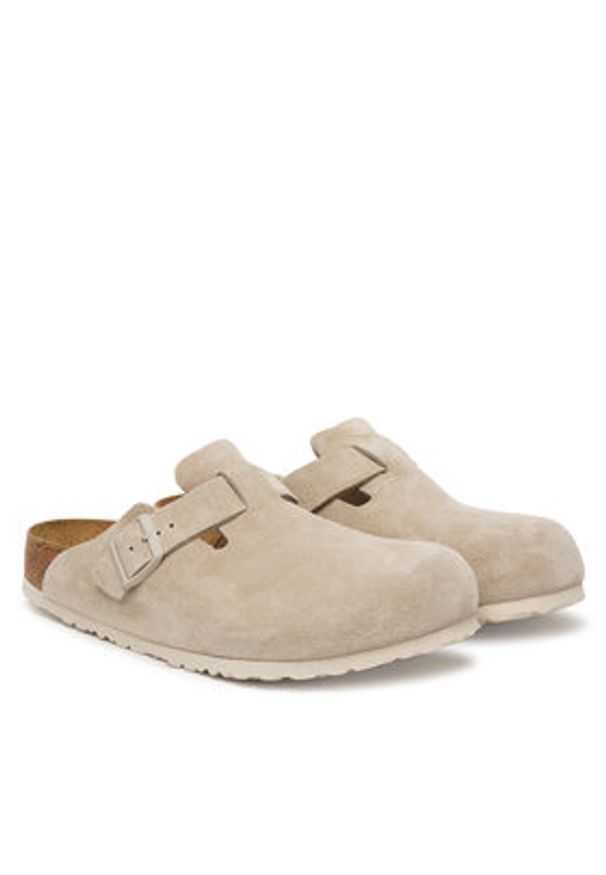 Birkenstock Klapki Boston 1031623 Beżowy. Kolor: beżowy. Materiał: zamsz, skóra