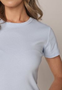 Born2be - Niebieska Bawełniana Sukienka o Prostym Kroju Typu T-shirt Zelosise. Okazja: do pracy, na co dzień. Kolor: niebieski. Materiał: bawełna. Typ sukienki: proste. Styl: sportowy, klasyczny, elegancki, casual #4