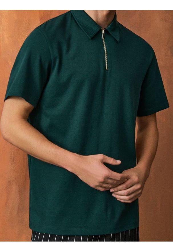Sinsay - Koszulka polo - zielony. Typ kołnierza: polo. Kolor: zielony