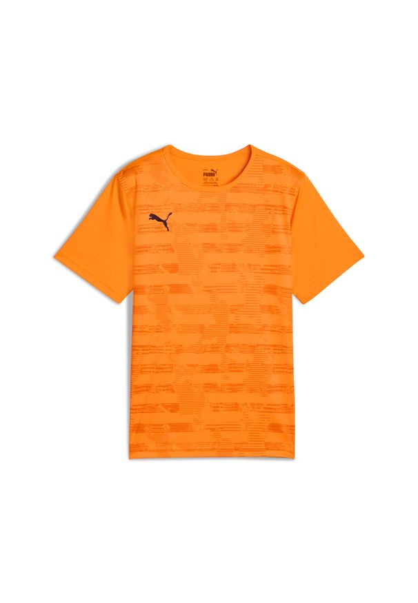 Puma - Młodzieżowa koszulka z grafiką individualFINAL PUMA Heat Fire Black Orange. Kolor: czarny, pomarańczowy, wielokolorowy, żółty. Sport: piłka nożna