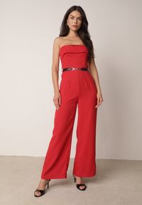 Born2be - Czerwony Elegancki Kombinezon VICES Bez Rękawów z Falbankami i Paskiem Apethia. Okazja: na co dzień. Kolor: czerwony. Materiał: materiał, tkanina. Długość rękawa: bez rękawów. Długość: długie. Wzór: gładki. Sezon: lato. Styl: elegancki #3
