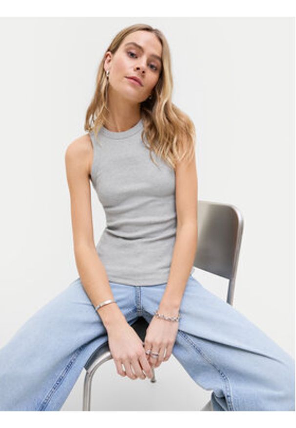 JJXX Top 12224661 Szary Rib Fit. Kolor: szary. Materiał: bawełna