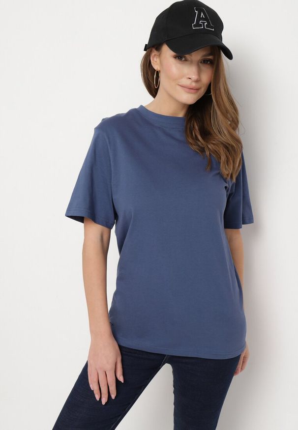 Born2be - Granatowa Koszulka Pixyphe. Okazja: na co dzień. Kolor: niebieski. Styl: klasyczny, casual, elegancki