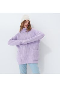 Mohito - Sweter z dodatkiem wełny Eco Aware - Fioletowy. Kolor: fioletowy. Materiał: wełna