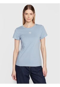 Calvin Klein Jeans T-Shirt J20J220300 Błękitny Slim Fit. Kolor: niebieski. Materiał: bawełna #1