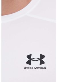 Under Armour t-shirt treningowy kolor biały gładki 1361683-001. Kolor: biały. Materiał: skóra, materiał. Wzór: gładki #3