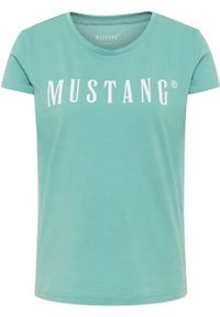Mustang - MUSTANG Alina C Logo Tee Damski T-shirt Mineral Blue 1013222 6236 #6