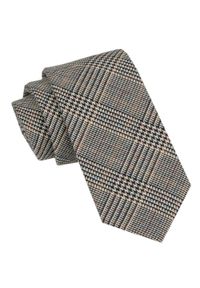 Wełniany Krawat - Alties - Niebiesko-Beżowa Drobna Kratka. Kolor: brązowy, wielokolorowy, beżowy. Materiał: bawełna, wełna. Wzór: kratka