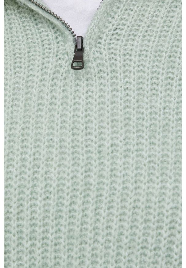 only - Only Sweter damski kolor zielony z golfem. Okazja: na co dzień. Typ kołnierza: golf. Kolor: zielony. Materiał: materiał, włókno, dzianina. Długość rękawa: długi rękaw. Długość: krótkie. Styl: casual