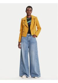 Desigual Kurtka z imitacji skóry Must 25WWEW69 Żółty Regular Fit. Kolor: żółty. Materiał: skóra