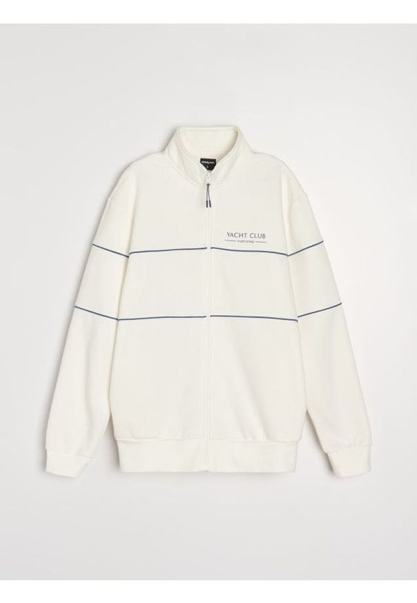 Sinsay - Bluza bomberka z napisem - biały. Kolor: biały. Wzór: napisy