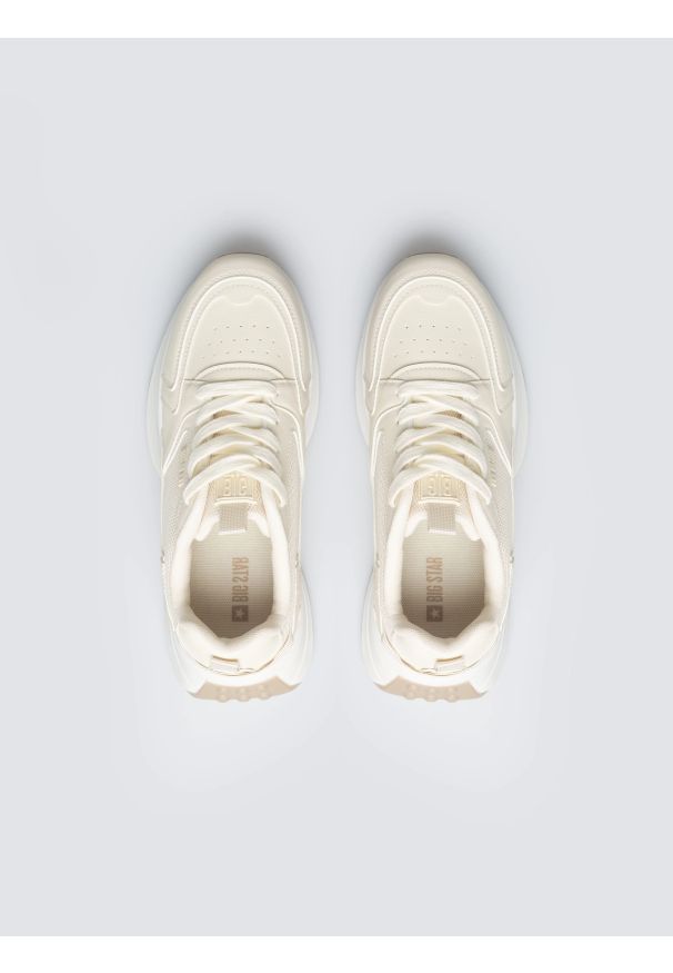 Big-Star - Sneakersy damskie beżowe TT274024 801. Okazja: na co dzień. Nosek buta: okrągły. Kolor: beżowy. Materiał: syntetyk, materiał
