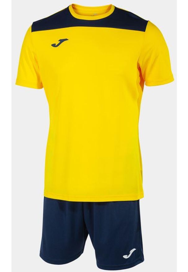 Zestaw Sportowy Joma Phoenix II 4XS - Żółty/Marynarski dla Dzieci. Okazja: na uczelnię. Kolor: niebieski, żółty, wielokolorowy. Materiał: poliester, dresówka. Styl: sportowy
