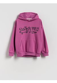Reserved - Bawełniana bluza z kapturem - fioletowy. Typ kołnierza: kaptur. Kolor: fioletowy. Materiał: bawełna #1