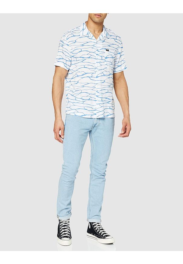 Lee - LEE SS RESORT SHIRT MĘSKA KOSZULA MATERIAŁOWA WHITE CANVAS L67PQJRR 112116926. Materiał: materiał