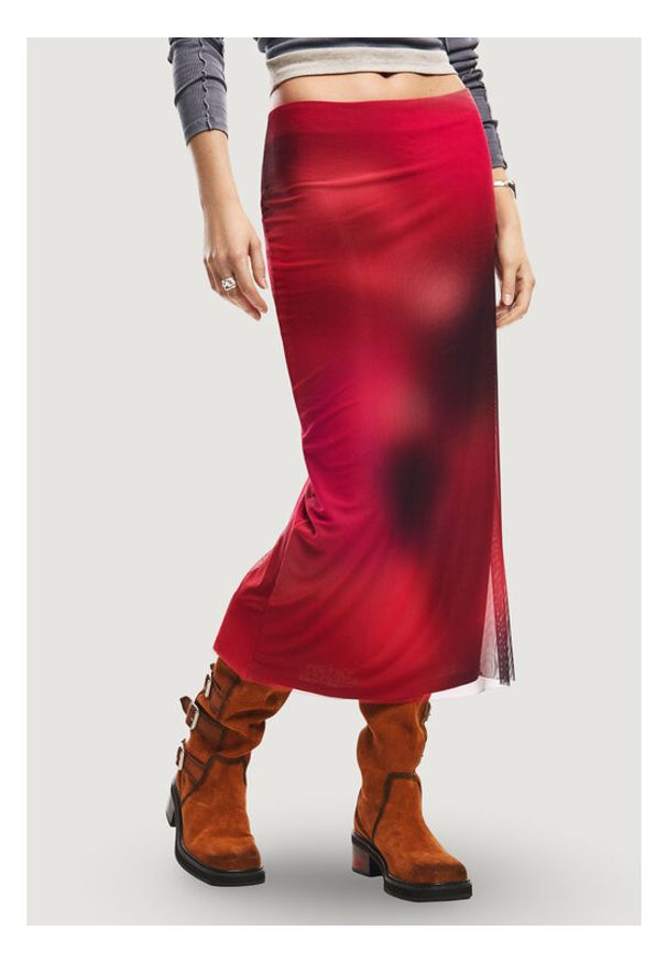 Desigual Spódnica ołówkowa Asmee 26SWFK02 Czerwony Slim Fit. Kolor: czerwony. Materiał: syntetyk