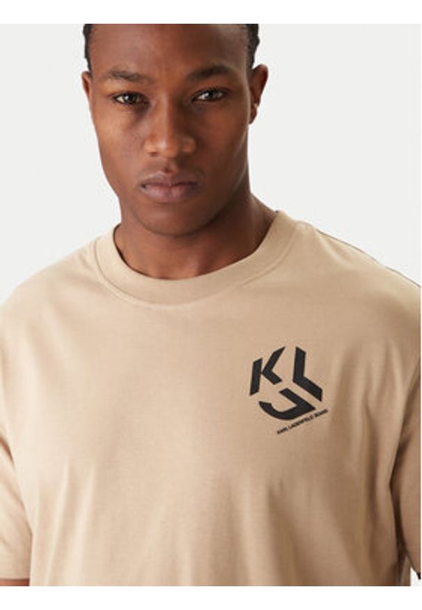 Karl Lagerfeld Jeans T-Shirt A2M17072 Beżowy Regular Fit. Kolor: beżowy. Materiał: syntetyk