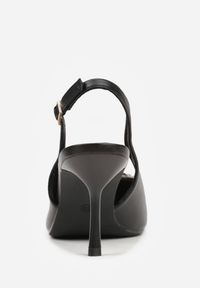 Born2be - Czarne Sandały na Szpilce z Cyrkoniową Klamrą Starstone. Okazja: na co dzień. Zapięcie: klamry. Kolor: czarny. Materiał: jeans. Obcas: na szpilce. Styl: klasyczny, casual, elegancki #2