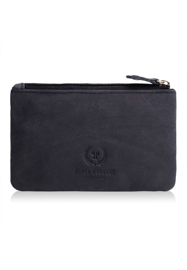 Zestaw skórzany PAOLO PERUZZI ZUP-38-BL portfel i etui czarny. Kolor: czarny. Materiał: skóra. Wzór: kwiaty