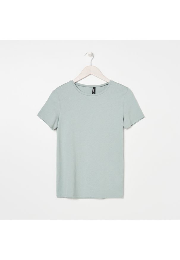 Sinsay - Koszulka basic z krótkimi rękawami ECO AWARE - Turkusowy. Kolor: turkusowy. Długość rękawa: krótki rękaw. Długość: krótkie