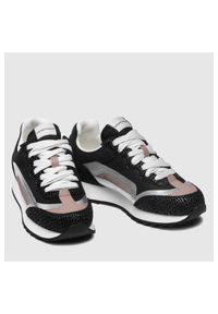 Emporio Armani - EMPORIO ARMANI Czarne sneakersy damskie ze srebrnymi elementami, Rozmiar 36. Kolor: czarny. Materiał: materiał, skóra, zamsz. Szerokość cholewki: normalna #3