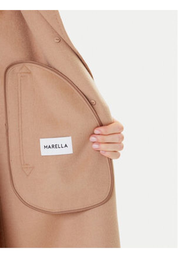 Marella Płaszcz wełniany Good 2523016031 Beżowy Regular Fit. Kolor: beżowy. Materiał: wełna