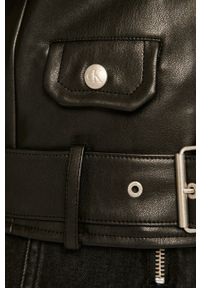 Calvin Klein Jeans - Ramoneska. Typ kołnierza: bez kaptura. Kolor: czarny. Materiał: bawełna, poliester, materiał, skóra #3