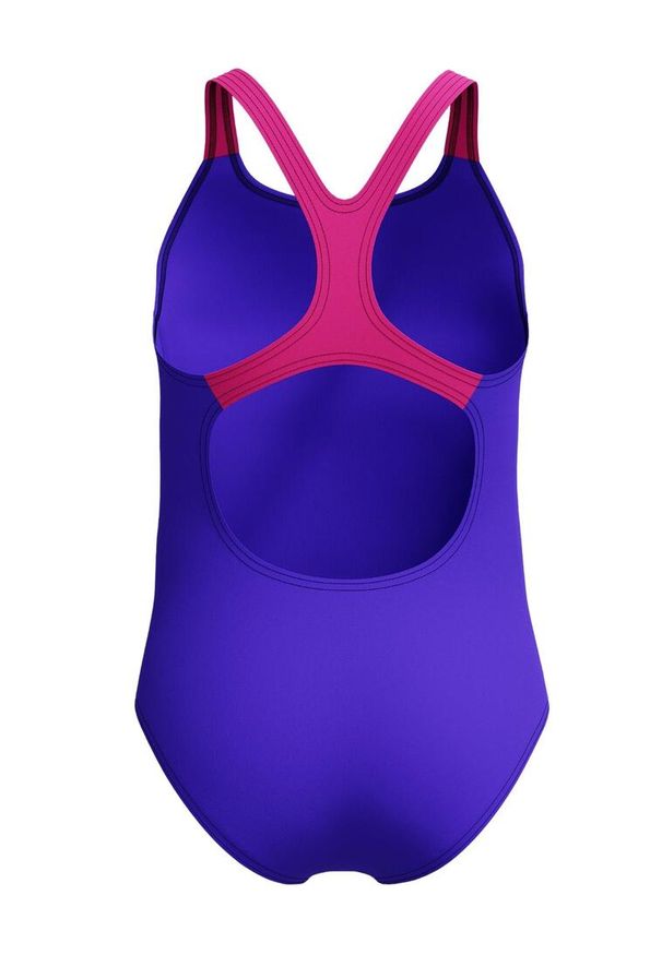 Strój kąpielowy jednoczęściowy na basen dziewczęcy Speedo Medley Logo. Kolor: fioletowy, niebieski, wielokolorowy