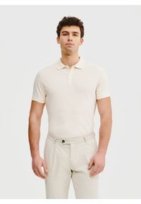 Pako Lorente - PAKO LORENTE – T-shirt polo w kolorze waniliowym. Okazja: na co dzień. Typ kołnierza: polo. Kolor: szary. Materiał: bawełna. Styl: casual