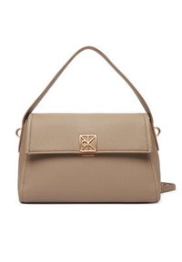 Calvin Klein Torebka Emblem Hw Pebble Shoulder Bag 25 LV04F3425G Beżowy. Kolor: beżowy. Materiał: skórzane #4