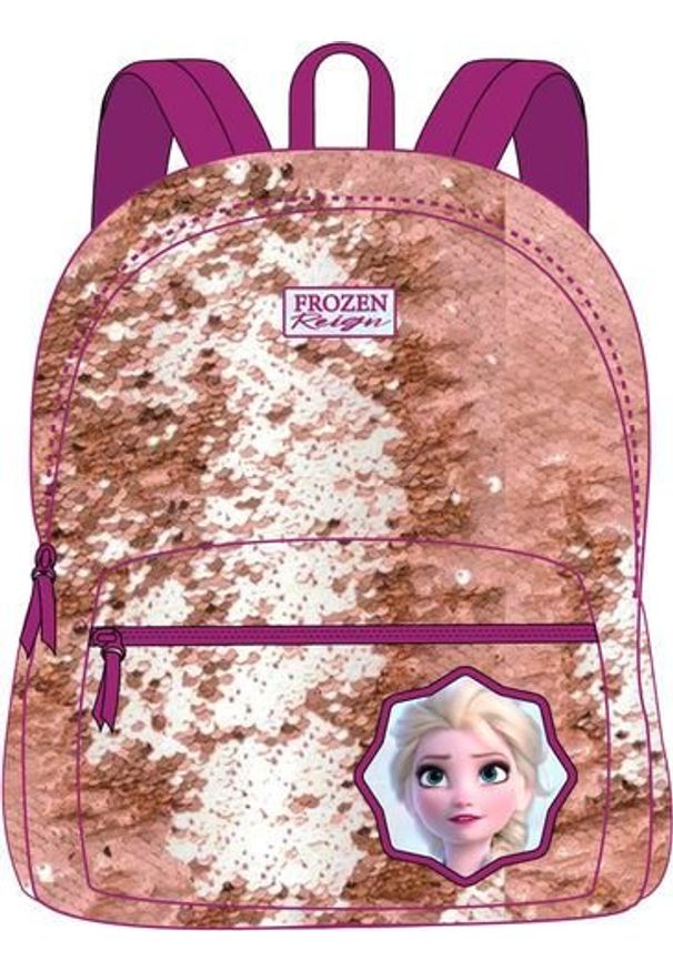 NoName - Plecak szkolny Frozen Cekiny Srebrzysty Różowy. Kolor: różowy