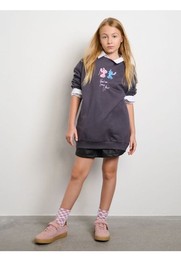 Sinsay - Bluza Stitch - szary. Kolor: szary. Materiał: bawełna. Wzór: nadruk