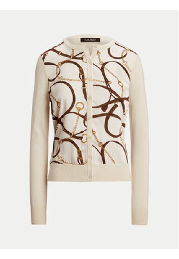 Lauren Ralph Lauren - LAUREN RALPH LAUREN Kardigan 200963632001 Beżowy Regular Fit. Kolor: beżowy. Materiał: bawełna