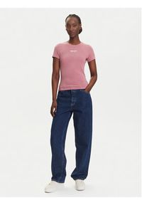 Tommy Jeans T-Shirt Essential DW0DW20913 Różowy Slim Fit. Kolor: różowy. Materiał: wiskoza, bawełna #2
