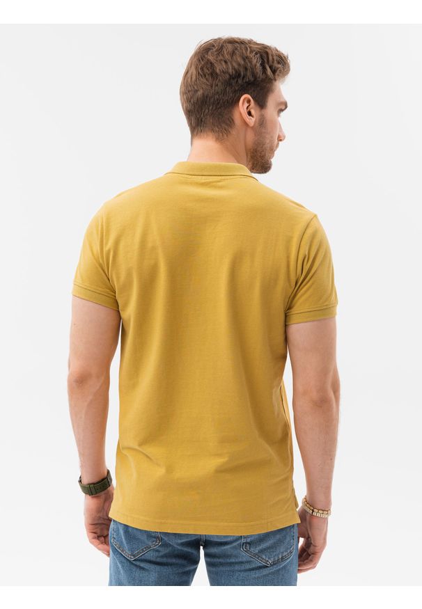 Żółta koszulka polo Ombre Clothing polo, z haftami, klasyczna