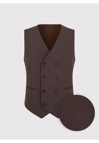 Pako Lorente - PAKO LORENTE - Brązowa dwurzędowa kamizelka męska. Kolor: brązowy. Materiał: wełna, poliester, elastan, wiskoza. Styl: elegancki, młodzieżowy #2