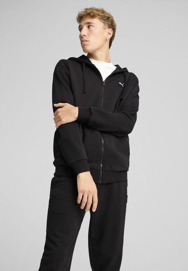 Puma - Męskie dres z kapturem PUMA Black. Kolor: zielony, wielokolorowy, czarny, brązowy. Materiał: dresówka. Wzór: aplikacja, haft