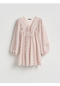 Reserved - Bawełniana sukienka mini - wielobarwny. Materiał: bawełna. Styl: klasyczny. Długość: mini