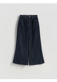 Reserved - Jeansy wide leg - granatowy. Kolor: niebieski