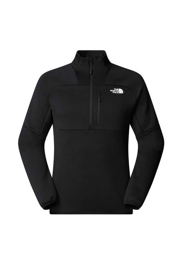 Kurtka męska The North Face Meteora 1/4 Zip 0A8E1MJK31 - czarna. Kolor: czarny. Materiał: materiał, poliester, dzianina. Styl: wakacyjny, klasyczny. Sport: wspinaczka