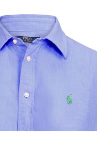 Ralph Lauren - RALPH LAUREN - Koszula z lnu Relaxed Fit. Typ kołnierza: polo. Kolor: niebieski. Materiał: len. Długość rękawa: długi rękaw. Długość: długie. Wzór: haft. Styl: klasyczny #2