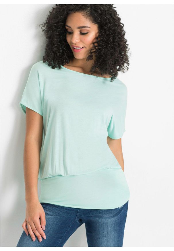 bonprix - T-shirt z miękkiej mieszanki wiskozy. Kolor: niebieski, zielony. Materiał: wiskoza