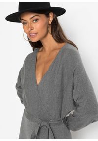 bonprix - Sukienka dzianinowa z lejącej mieszanki wiskozy. Kolor: szary. Materiał: dzianina, wiskoza #2