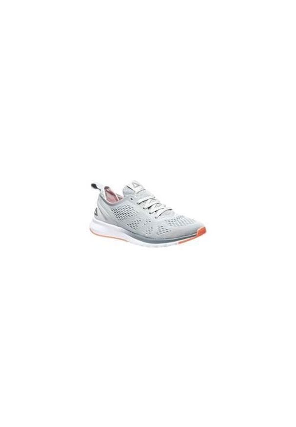 Buty do biegania damskie Reebok Print Smooth Clip U Greywhiteguava Pun szare. Zapięcie: sznurówki. Kolor: wielokolorowy. Materiał: syntetyk, tkanina, materiał. Szerokość cholewki: normalna. Wzór: nadruk. Model: Reebok Print. Sport: bieganie
