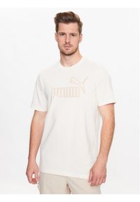 Puma T-Shirt Essentials Elevated 673385 Beżowy Regular Fit. Kolor: beżowy. Materiał: bawełna