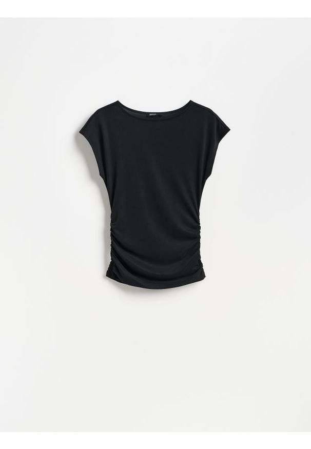 Reserved - T-shirt z modalem - czarny. Kolor: czarny. Materiał: dzianina