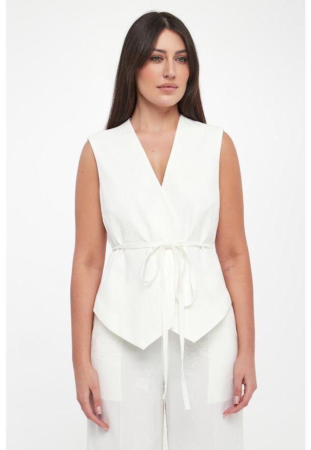 Twinset Milano - Kamizelka damska z haftem TWINSET. Wzór: haft